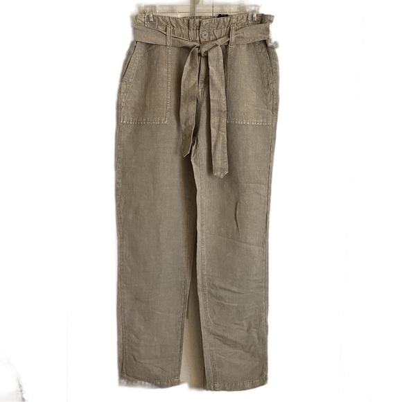 Lucky Brand Soft Utility Boyfriend Tie Waist Linen Pants Beige Size Small 0 /25 - Picture 12 of 16